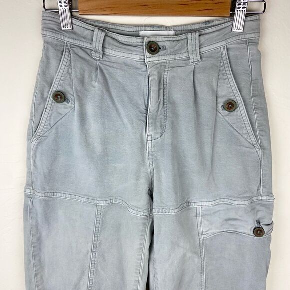 Anthropologie Cargo Straight Leg Crop Pant - Light Gray - Picture 3 of 7
